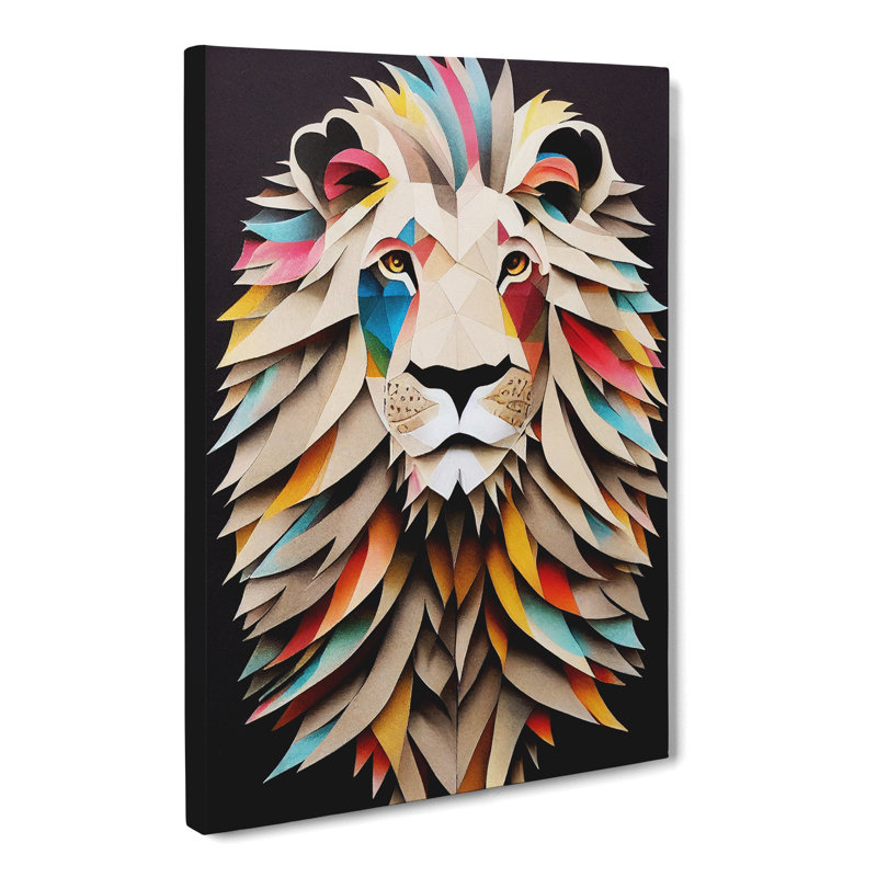 Lion Decoupage - Wrapped Canvas, 76cm H x 50cm W x 3cm D