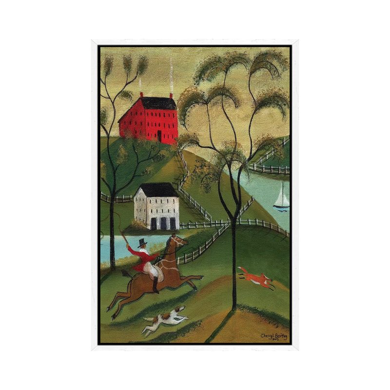Ocean Fox Hunt 1 Piece Painting on Canvas, 66.04cm H x 45.72cm W x 3.81cm D, White Framed