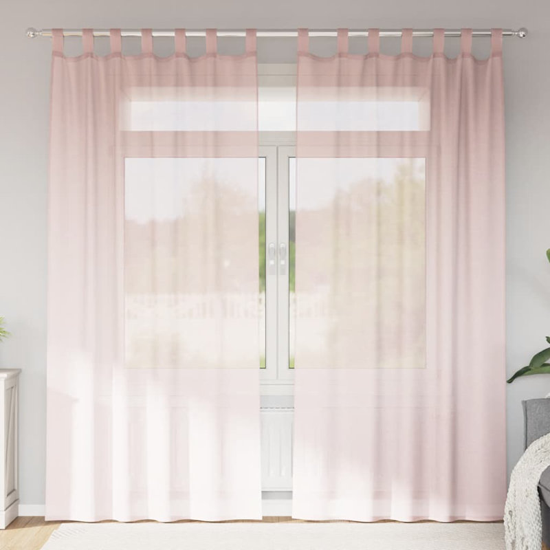 Vidaxl Voile Curtains With Loops 2 Pcs 140 Cm, Light Pink, 140cm Width x 225cm Drop