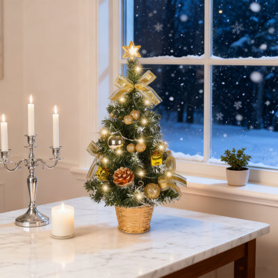 Mini arbre de Noël de bureau 40CM illuminé, décoration de bureau de Noël, cadeaux de Noël
