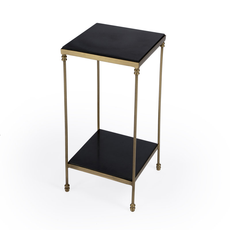 Imogen Iron and Granite Side Table, Black/Gold