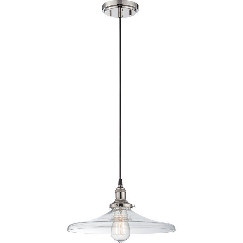 Luminaire suspendu conique à 1 lumière Lewandowski, Nickel poli