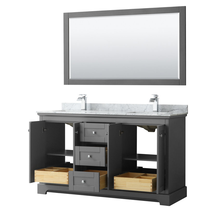 Meuble-lavabo de 60 po avec miroir Avery, Gris foncé, Chrome poli