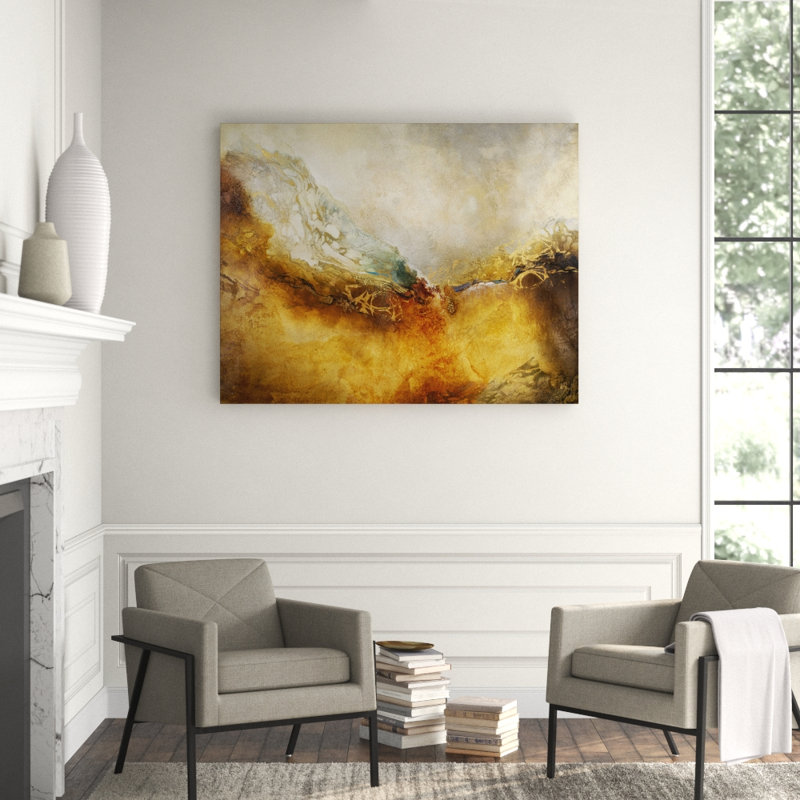 Desert Drift Painting by Jennifer Hollack Raboin, 47" H x 60" W x 2.25" D, Gold Frame Canvas