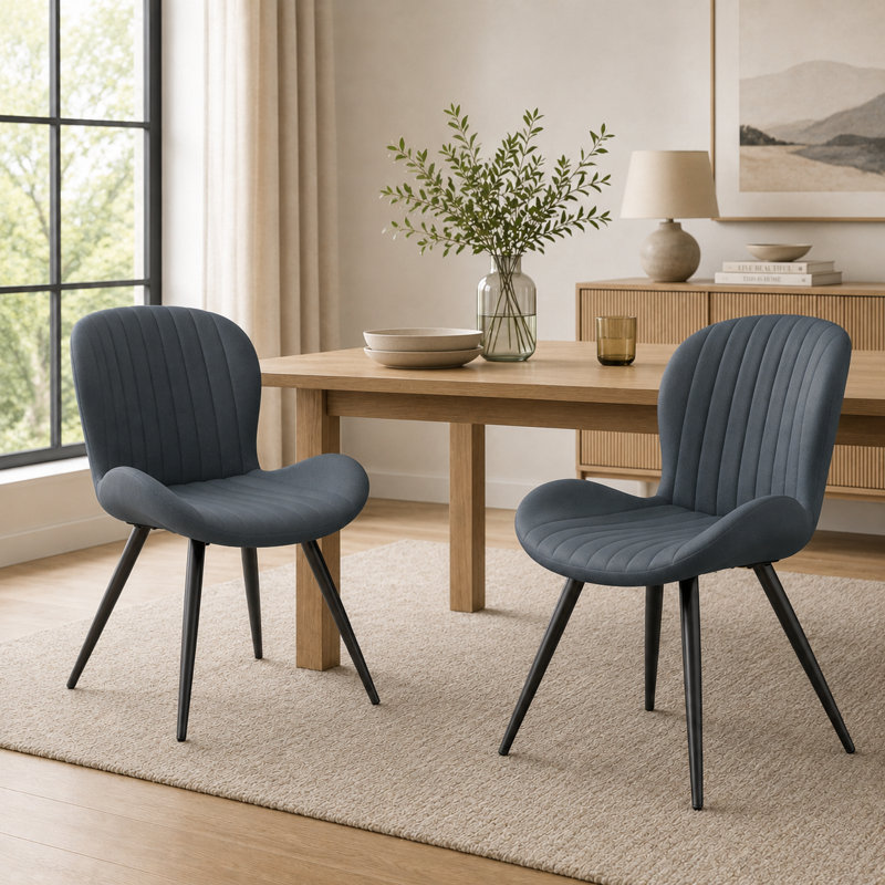 Chaise rembourrée avec pieds en métal, Gris
