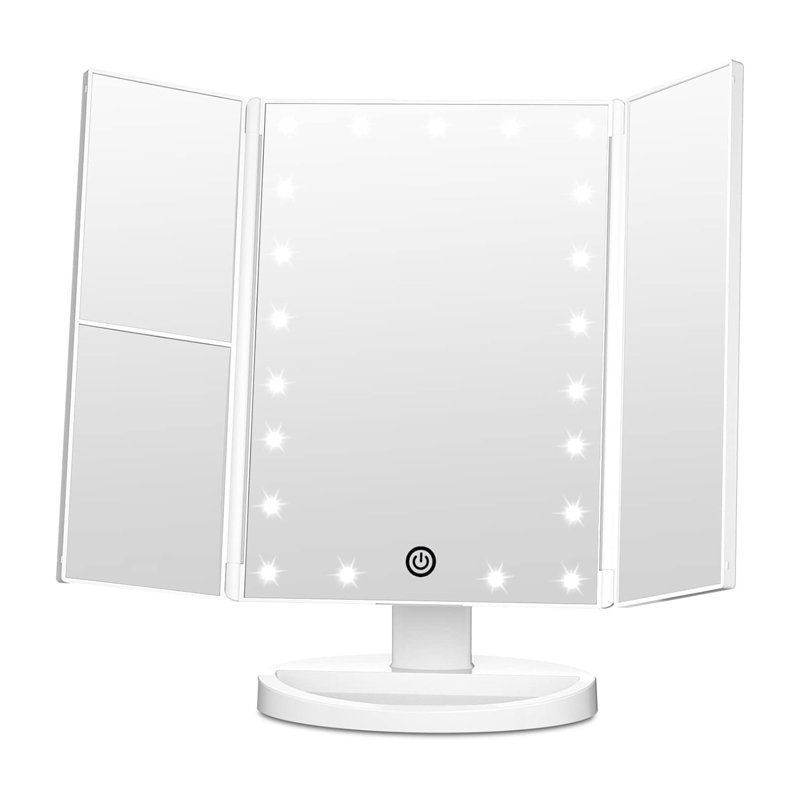 Miroir de maquillage grossissant à trois lumières DEL Modern Modern, Blanc