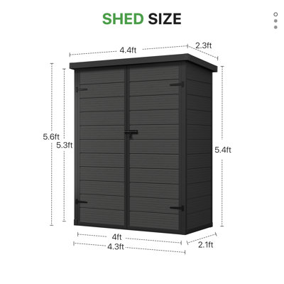 Remise de rangement extérieure 4 pi x 2 pi avec portes doubles verrouillables et plancher intégré