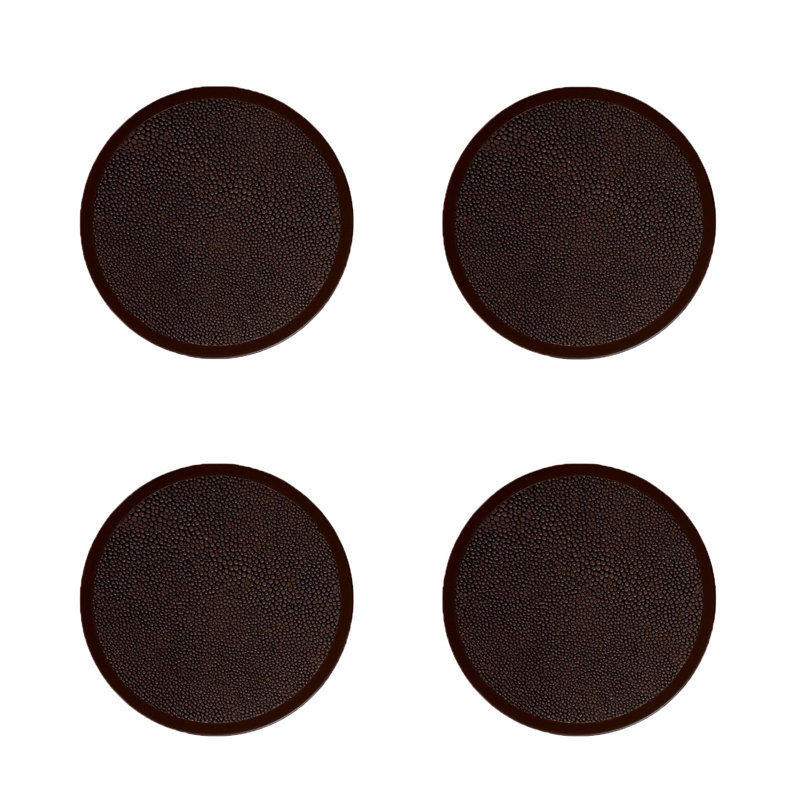 Ensemble de sous-verres ronds 4 pièces, Brun