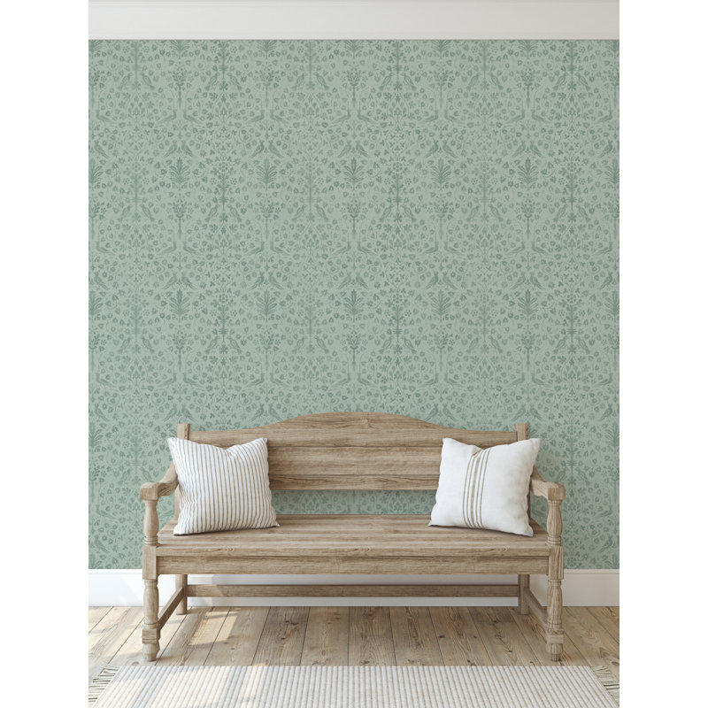 Yuki Osada Damask Wallpaper Double Roll, Green