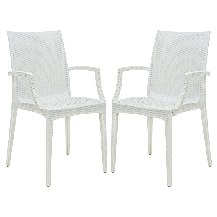 Mace Stackable Plastic Dining Armchair with Weave Design