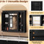 Armoire à pharmacie murale noire moderne, 5 tablettes réglables, 3 portes, de haute qualité, idéale pour l'armoire de salle de bain avec miroir, style exquis