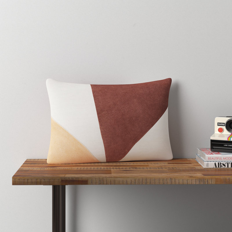 Kat Patchwork Throw Pillow, Teal/Peach, Down