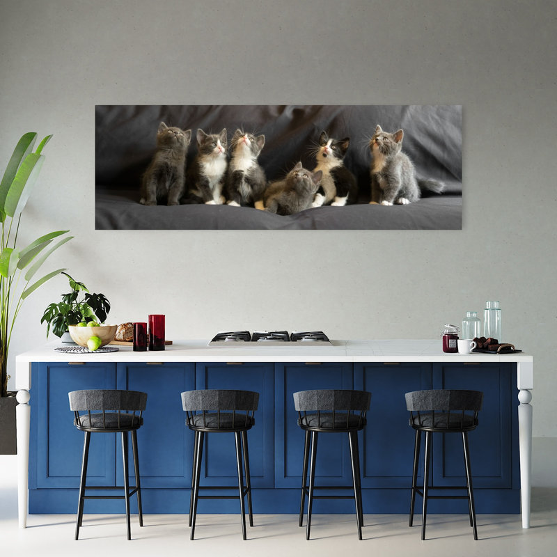 Six Curious Kittens 1 Piece Wrapped Canvas Panoramic Wall Art, 152.4 cm H x 50.8 cm W