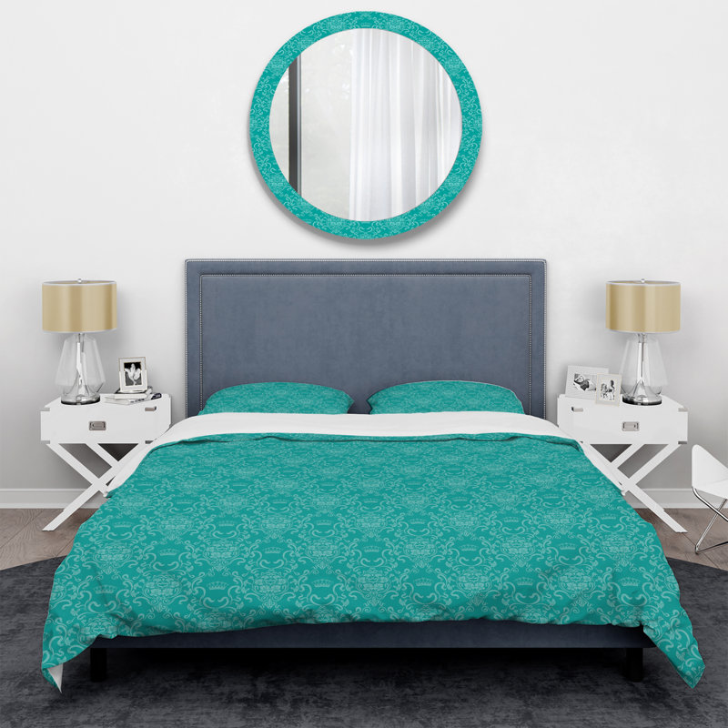 Turquoise Damask - Abstract Duvet Cover Set - Microfiber Polyester