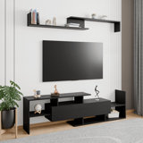 Alvaro 60.2'' 2 Pc 1-Drawer Floating TV Stand Media Console with Open Shelves