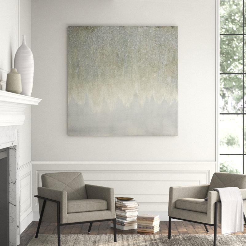 Divine Silver Painting by Beverly Fuller, Hand Painting Glass Coat with Glitter, 60" H x 60" W