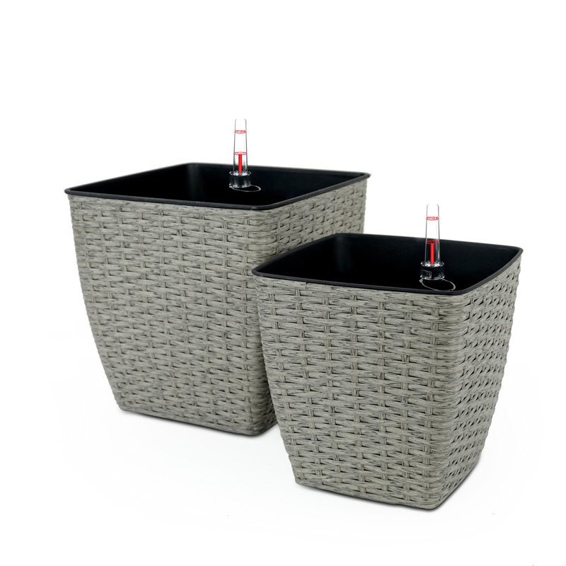 2 Self-Watering Tub - Hand Woven, Provide Stable To Plants, Indoor/Outdoor Planter Vase Handmade Square, Optimal Plant , Stylish Decoration