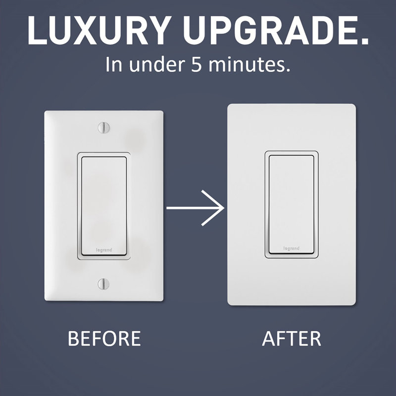 Radiant 2-Gang Decorator Rocker Screwless Wall Plate, White