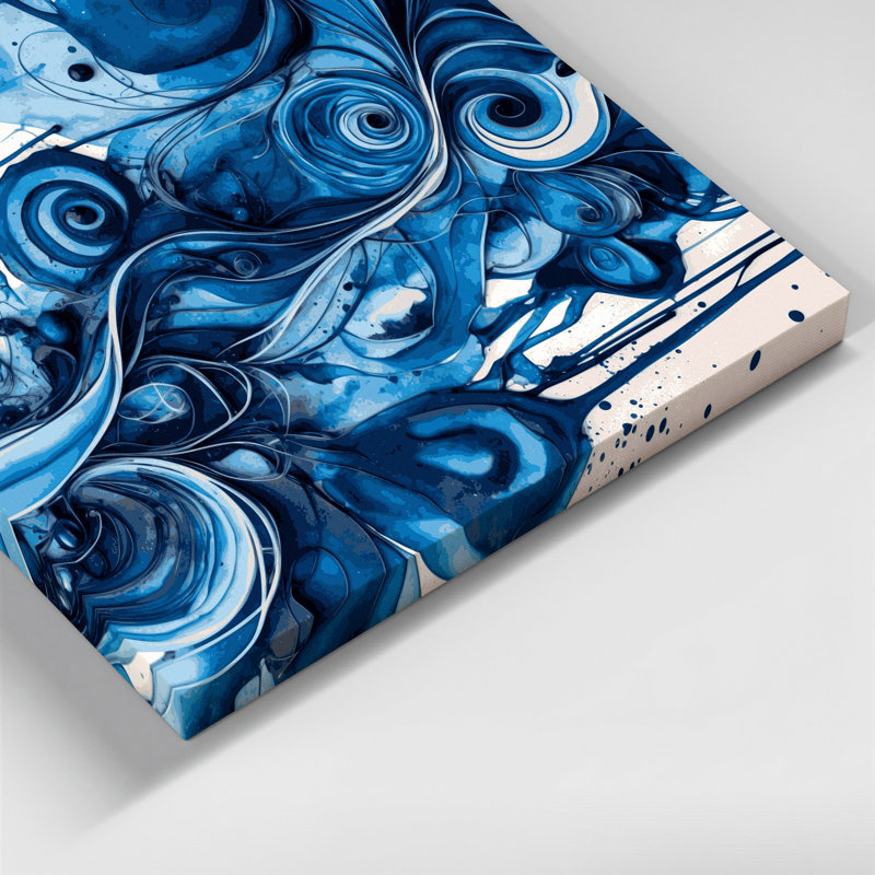 Aquarelle abstraite, art mural bleu sur toile 17, H 20 po x l 30 po