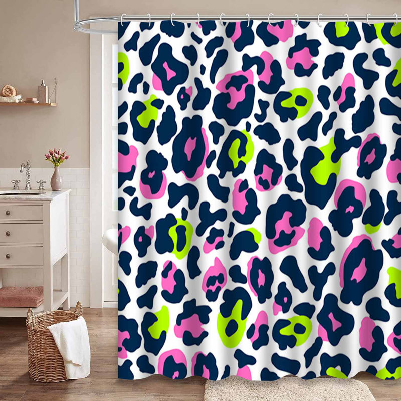 Rideau de douche imperméable léopard vert exotique avec 12 crochets, L 72 po x l 72 po