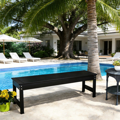 Banc d'extérieur à deux places, matériau résistant aux intempéries, conception à lattes, idéal pour le balcon et l 15,7 po, H 16,9 po, capacité de 529 lb, patio à assemblage simple, jardin près de la piscine