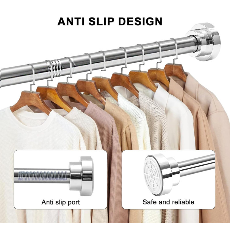 45cm Straight Tension Shower Curtain Rod & Hook Set
