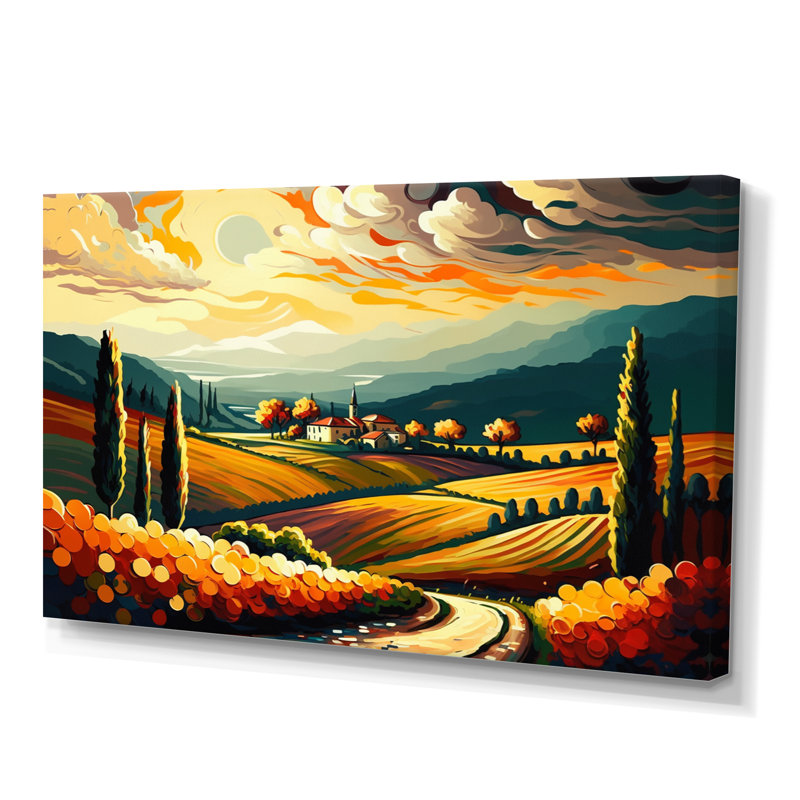 Mayman nuageux, montagnes ensoleillées I, H 12 po x l 20 po x P 1 po, Toile tendue