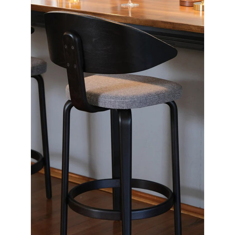 Fila Upholstered 26'' Counter Stool with Solid Wood Frame, Transparent Black