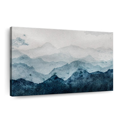 Japanese Mountain Landscape Abstract Canvas Print