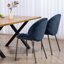 Ensemble de 2 chaises de salle à manger rembourrées en lin bleu Chantalle avec pieds en fer noir