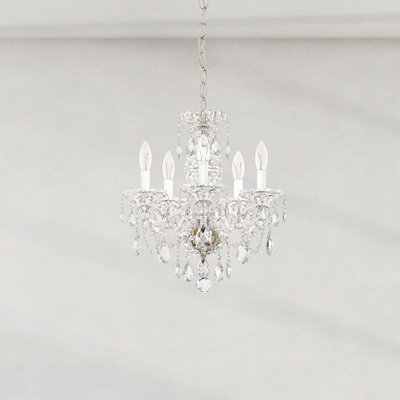 Sterling 5 Light 16in x 18in Chandelier in Silver with Clear Radiance Crystals