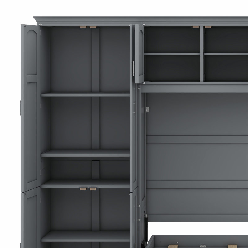 Lit escamotable mural avec armoires Murphy, Gris