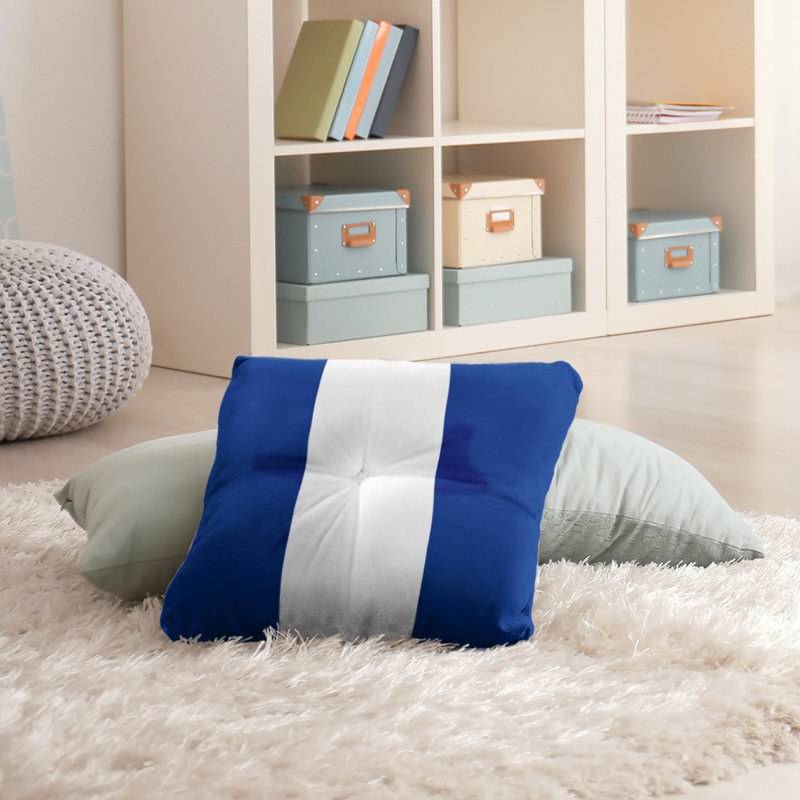 Coussin de sol touffeté buffalo, 26 po x 26 po, Bleu / Blanc
