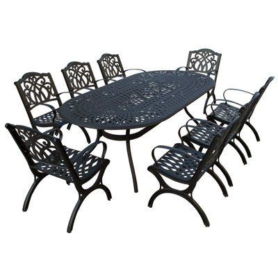 Kohlera Oval 8 - Person 95" Long Aluminum Dining Set by Charlton Home