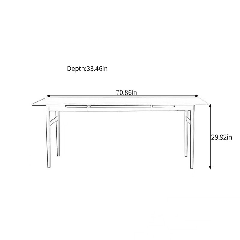 Table de salle à manger traditionnelle en bois massif, H 29,92 po x L 70,86 po x l 33,46 po