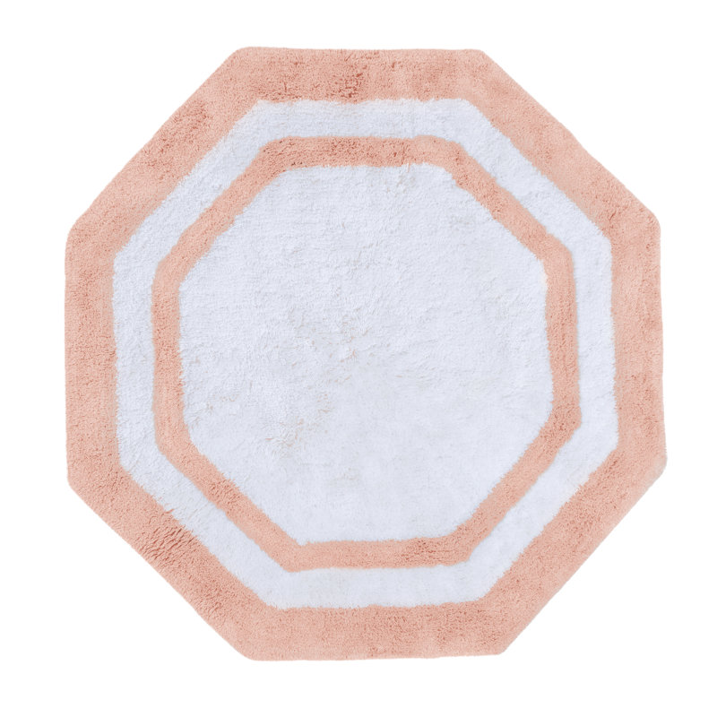 Tapis de bain 100% coton Ipke, Rose bébé / centre blanc