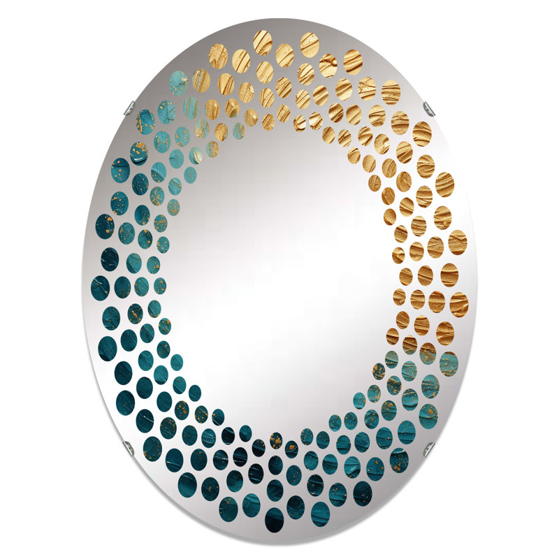 Miroir mural à pois dorés sarcelle et alchimie III - MIR106066, L 20 po x H 30 po