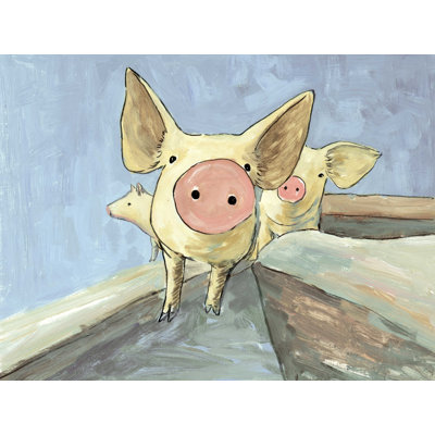 The Pig Hand Painted - Wrapped Canvas Print