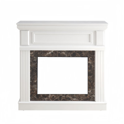 Cadre de cheminée 41,34 po, 41,34 po x 14 po x 40 po, ensemble de manteau de cheminée en bois manufacturé 1 pièce, blanc, cadre de cheminée pour un insert de cheminée de 23 po