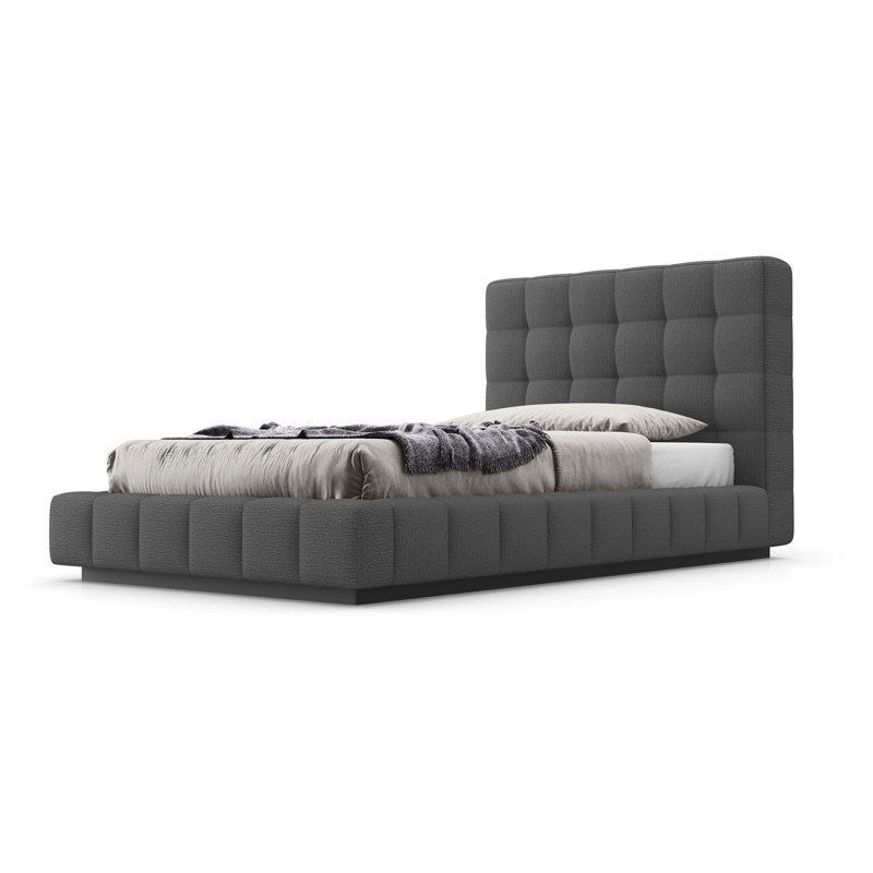 Thompson Upholstered Wingback Bed, Carbon Gray, King