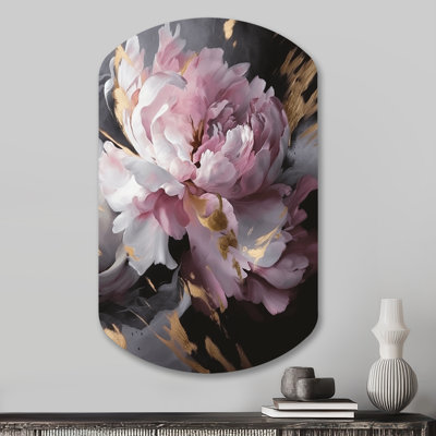 Highworth - Peonies Cylinder Shape Assymterical Metal Wall Art