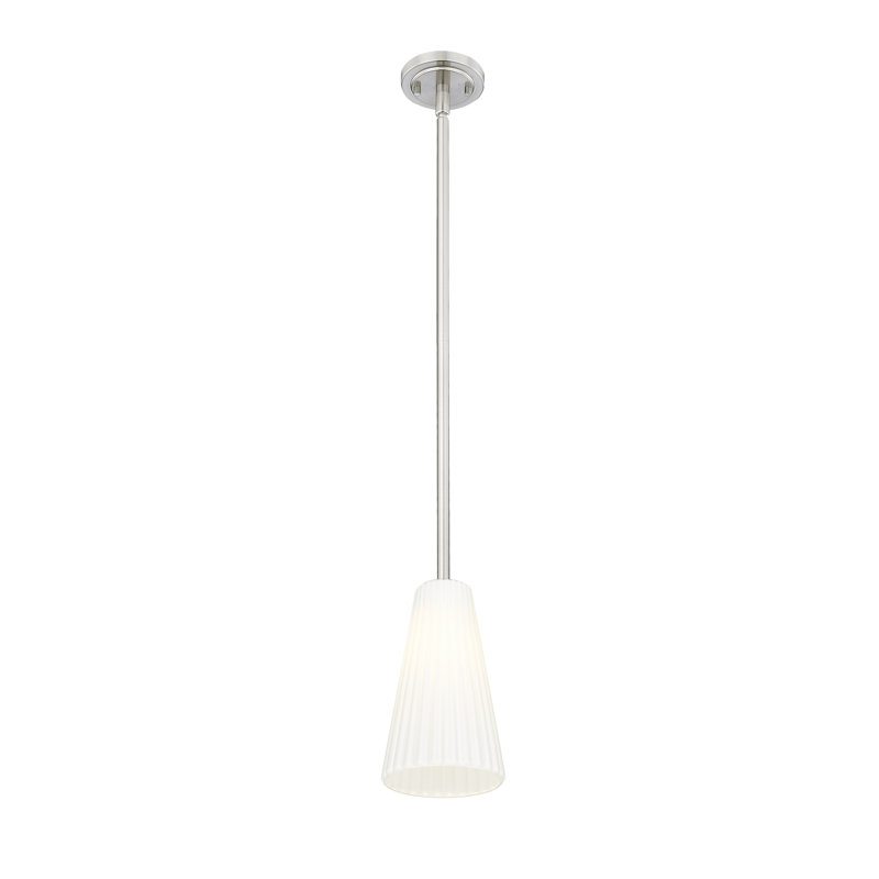 Luminaire suspendu moderne 1 lumière Tomy, Nickel brossé, H 56 po x l 6 po x P 6 po