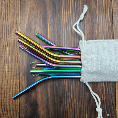 Elyon 15-Piece Stainless Steel Straws Set