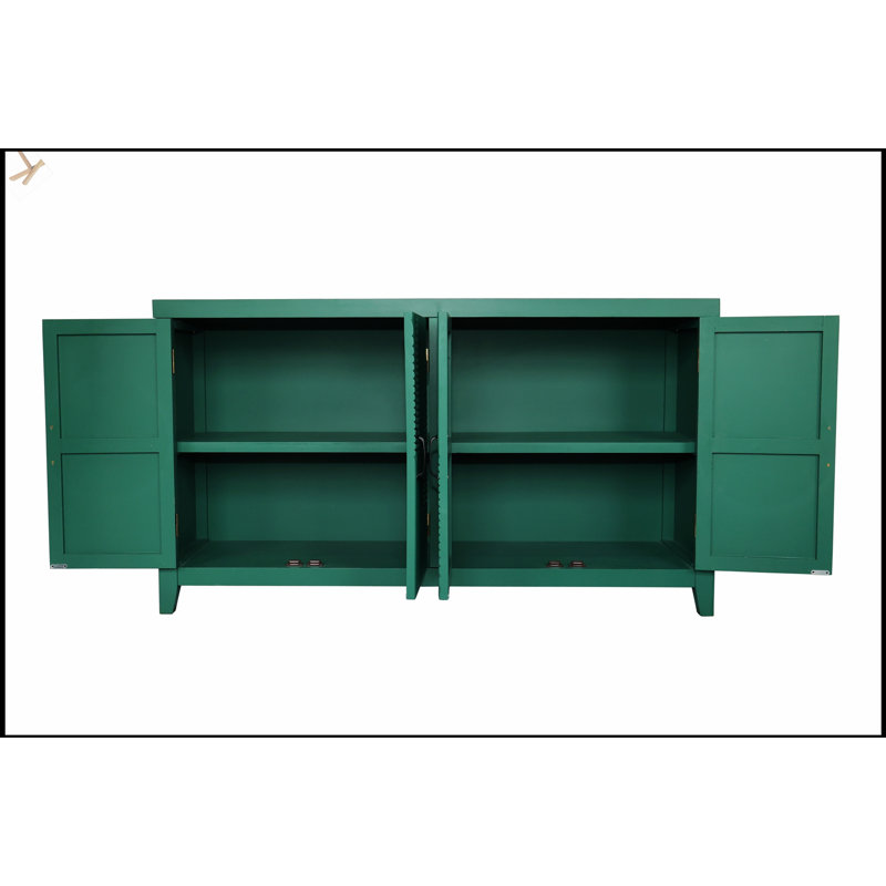 Armoire d'appoint moderne Mid-Century à 4 portes avec beaucoup de rangement, polyvalente pour le salon, la chambre à coucher et la salle à manger