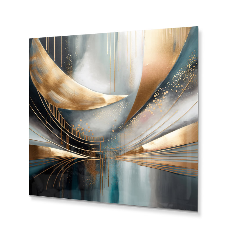 Glam Abstract Wall Decor on Metal, 23" H x 23" W x 1" D