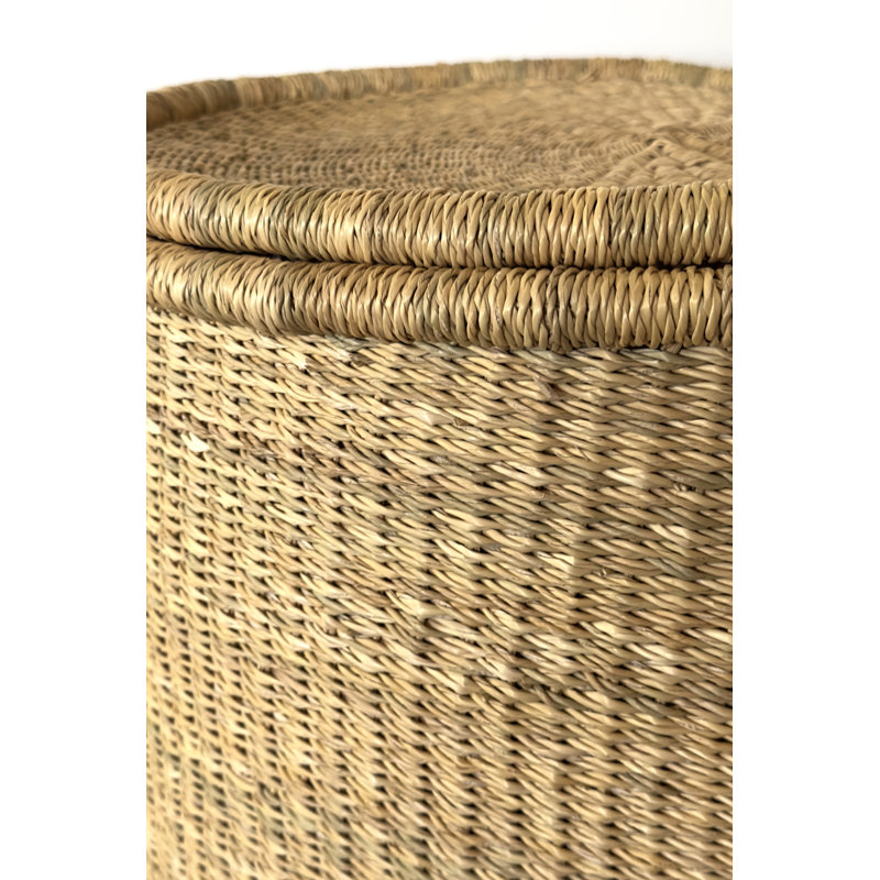 Panier à linge tissé à la main avec couvercle