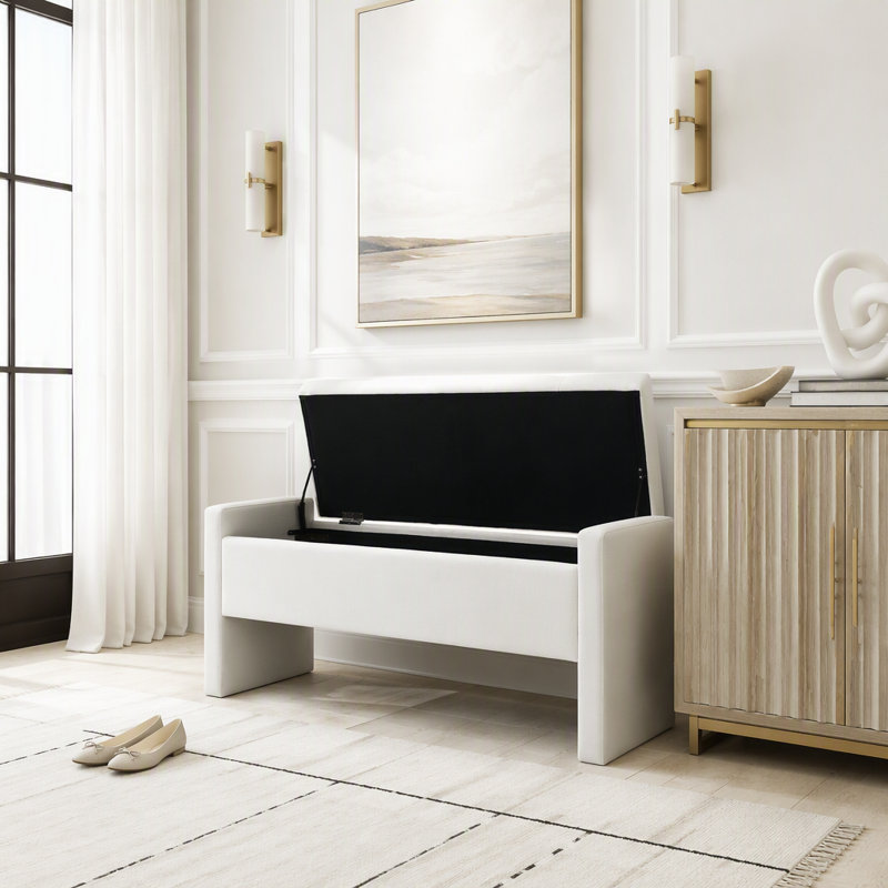 Banc de lit moderne avec rangement, Beige