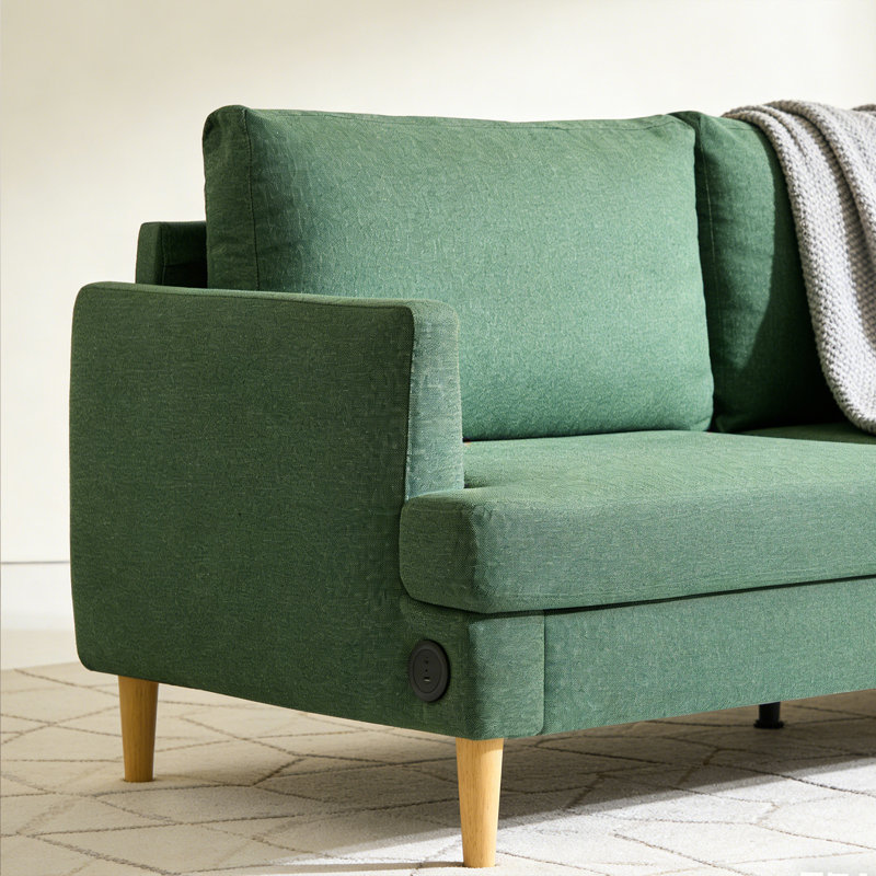 70" Modern Loveseat Square Arm Sofa Upholstered Cushions for Living Room, Green