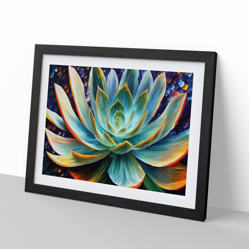 Succulent Plant Painting Vol.2 Abstract - Single Picture Frame Print, Black Framed, 46cm H x 64cm W x 2cm D