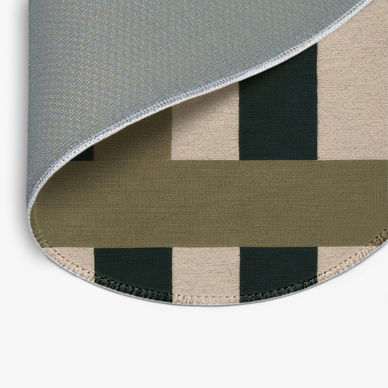 Tapis d'intérieur et d'extérieur à carreaux vert, Rond 5 pi